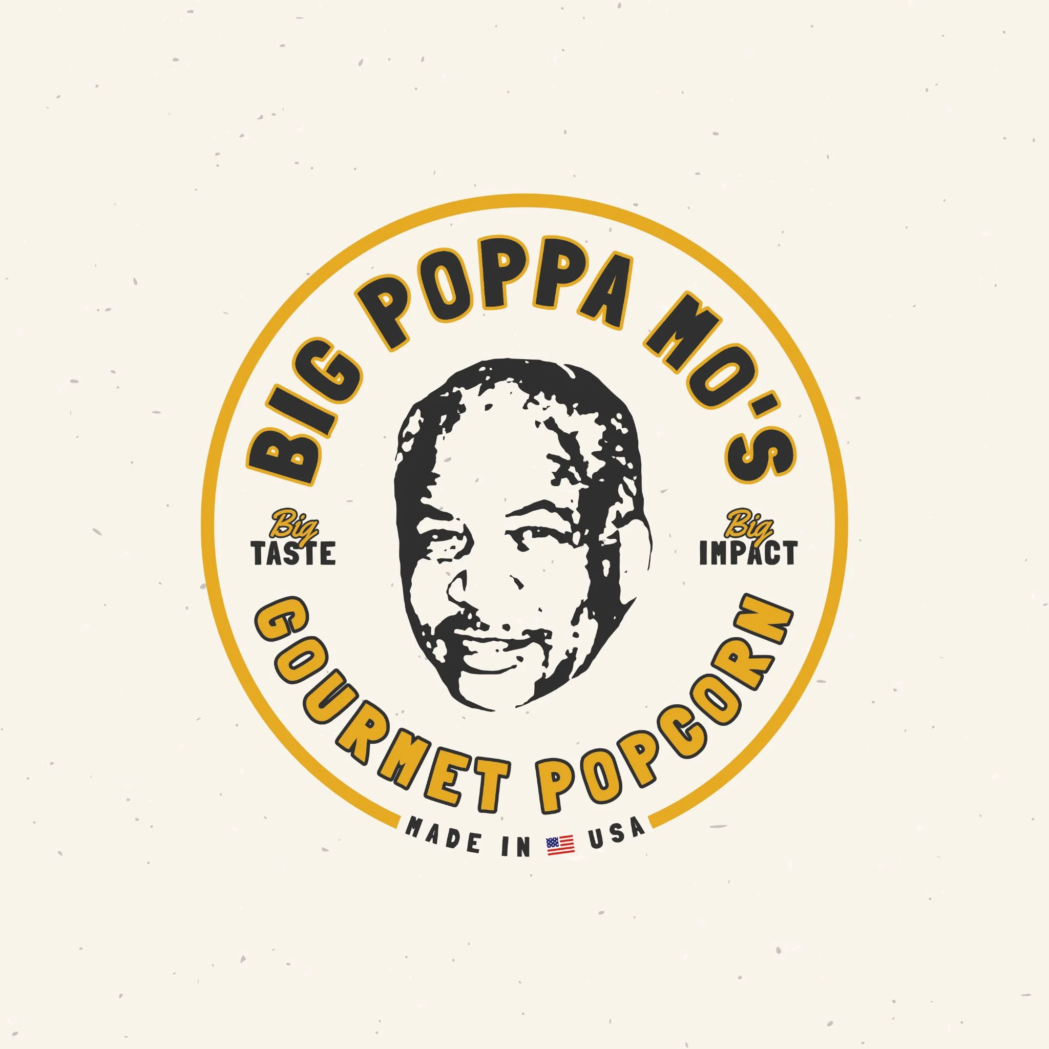 Big Poppa Mo’s circular logo featuring Simon Moore